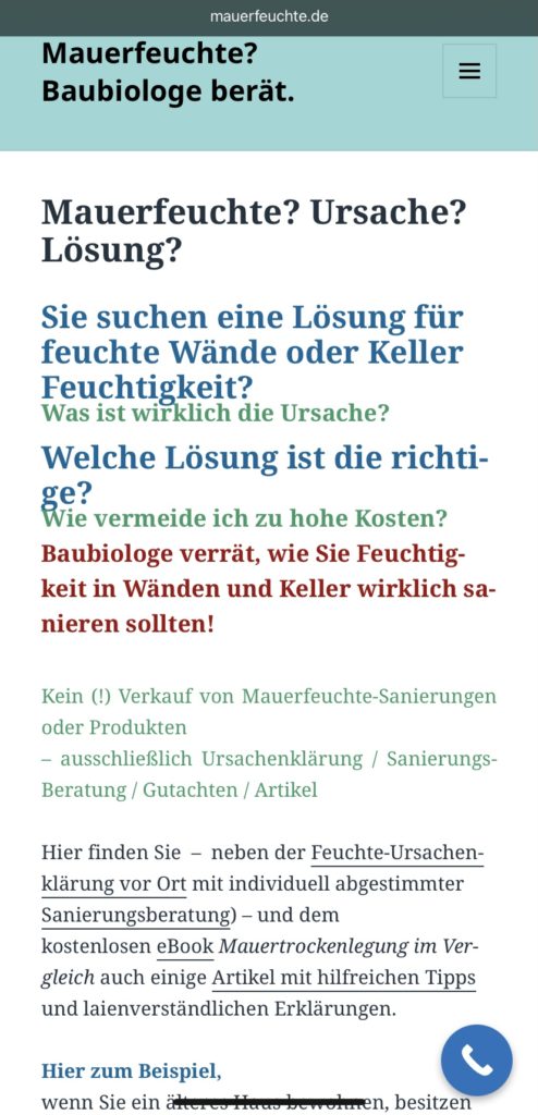 Mauerfeuchte.de - eine informative Website mit vielen interessanten Informationen 